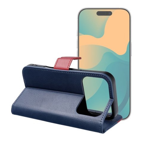 Etui z klapką na iPhone 17 PRO / 18 PRO Split Book granatowo-czerwone