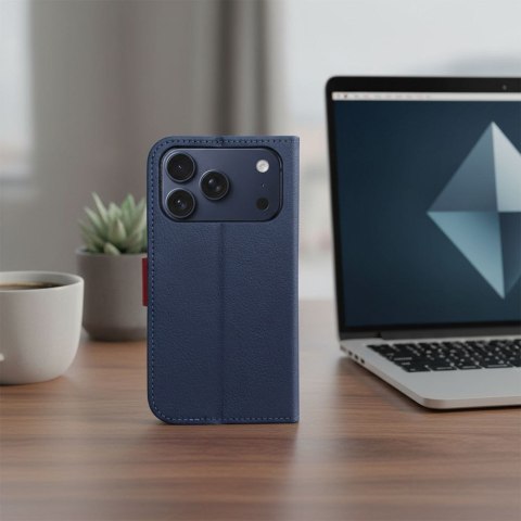 Etui z klapką na iPhone 17 PRO / 18 PRO Split Book granatowo-czerwone