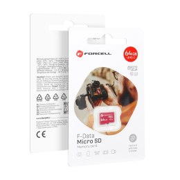 Karta microSD 64GB U3 class 10 Forcell F-Data czerwona