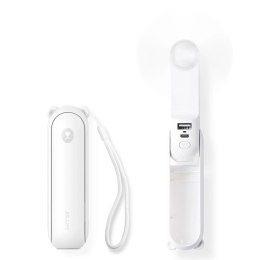 Mini wentylator Jisulife Handheld Fan Life8 Plus przenośny wiatraczek USB z funkcją powerbanka 4500mAh i latarką - biały