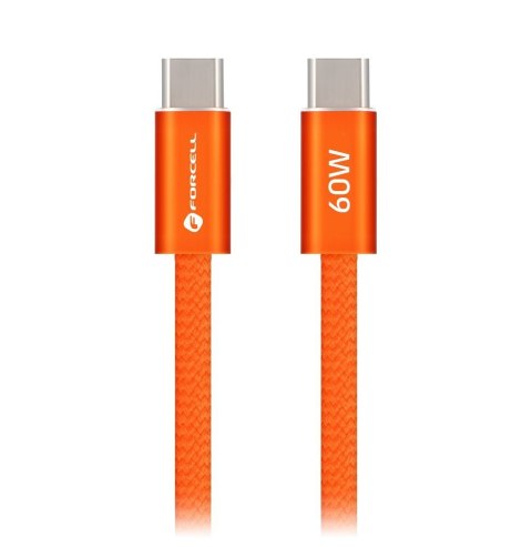 Kabel USB C do USB C Forcell F-Energy QC4.0 PD 3A 60W Cafule Color 1,2 m ACYH23 pomarańczowy