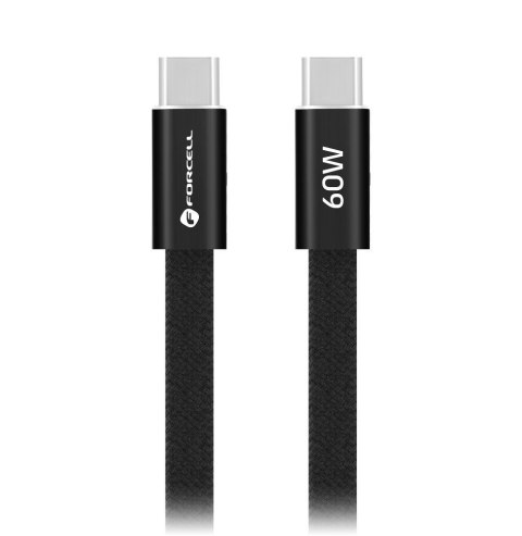 Kabel USB C do USB C Forcell F-Energy QC4.0 PD 3A 60W Cafule Flat 1,2 m CCFN23 czarny