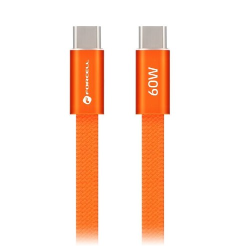 Kabel USB C do USB C Forcell F-Energy QC4.0 PD 3A 60W Cafule Flat 1,2 m CCFN23 pomarańczowy