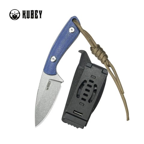 Noż Kubey Bloom Blue Micarta, Beadblasted 14C28N by Scott Halpern (KU411B)