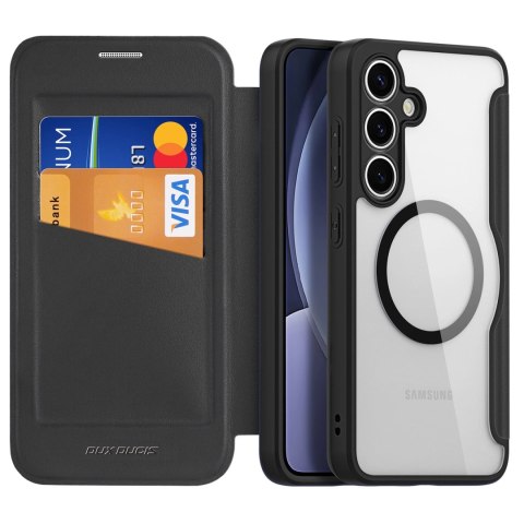 Etui Dux Ducis Skin X Pro na Samsung Galaxy S25 z MagSafe i portfelem - czarne