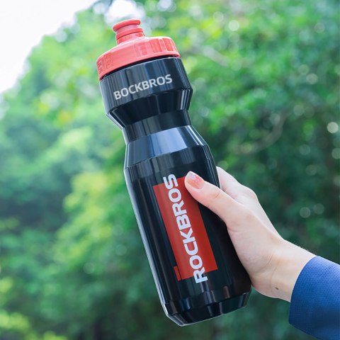 Bidon rowerowy Rockbros 750 ml - przezroczysto-czarny z czerwonym ustnikiem