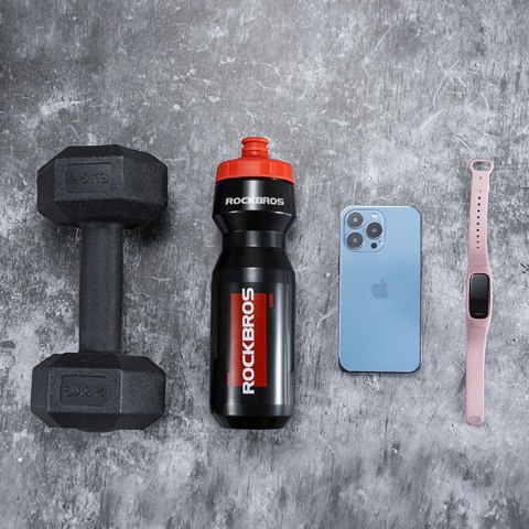 Bidon rowerowy Rockbros 750 ml - przezroczysto-czarny z czerwonym ustnikiem
