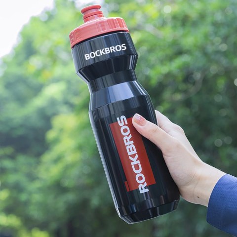 Bidon rowerowy Rockbros 750 ml - przezroczysto-czarny z czerwonym ustnikiem