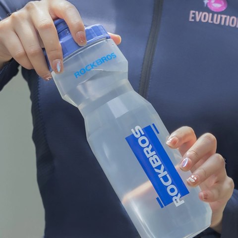 Bidon rowerowy Rockbros 750 ml - przezroczysty z niebieskim ustnikiem