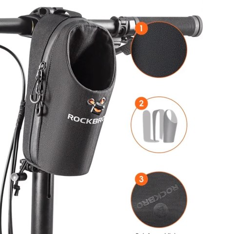 Torba rowerowa Rockbros P002 na kierownicę kompatybilna z hulajnogami i miejskimi rowerami składanymi 1.5L - czarna