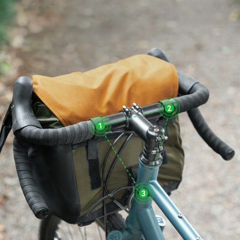 Torba rowerowa Rockbros W019 na kierownicę 13,5-24L - zielono-pomarańczowa