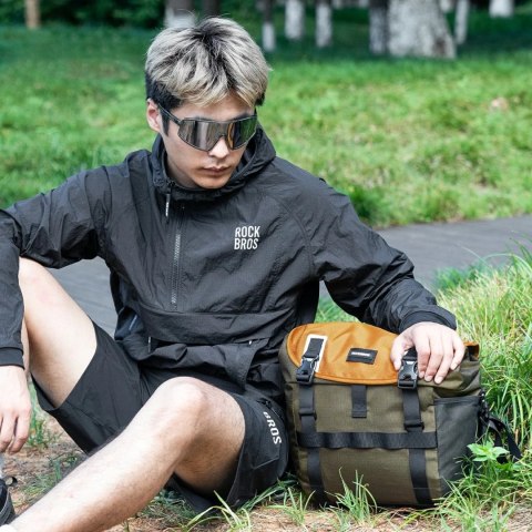 Torba rowerowa Rockbros W019 na kierownicę 13,5-24L - zielono-pomarańczowa