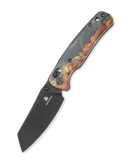 Nóż składany Bestechman Cicada's Wing Wood / Black-Gold Resin, Black PVD 10Cr15MoV (BMK06-W-6)
