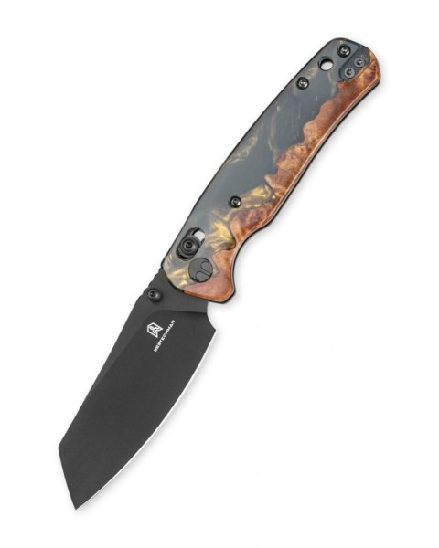 Nóż składany Bestechman Cicada's Wing Wood / Black-Gold Resin, Black PVD 10Cr15MoV (BMK06-W-6)
