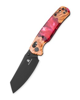 Nóż składany Bestechman Cicada's Wing Wood / Red Resin, Black PVD 10Cr15MoV (BMK06-W-5)