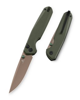 Nóż składany Bestechman Velix OD Green G10, Gold PVD 14C28N Steel by Ostap Hel (BMK07G)