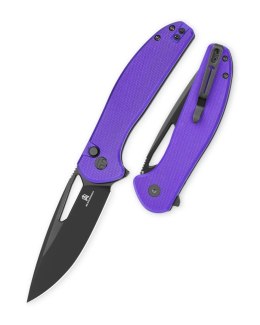 Nóż składany Bestechman Whalefin Purple G10, Black PVD D2 (BMK18F)