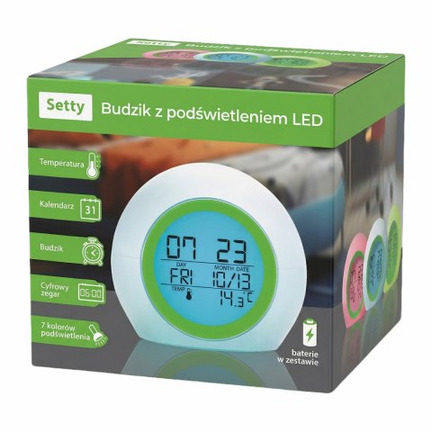 Setty budzik z podświetleniem LED zielony JZ-212
