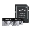 Zestaw 2 kart pamięci Lexar High-Performance Silver Plus microSDXC 2x64GB + adapter