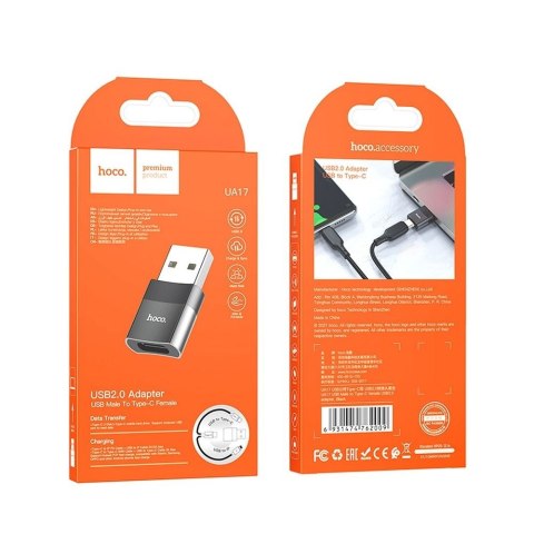 Adapter OTG USB A do USB C Hoco UA17 czarny