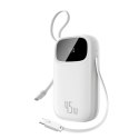 Powerbank Baseus EnerFill FC31 20000mAh 45W z wyświetlaczem cyfrowym z 2 wbudowanymi kablami USB-C - biały