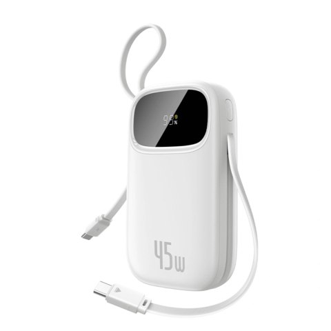 Powerbank Baseus EnerFill FC31 20000mAh 45W z wyświetlaczem cyfrowym z 2 wbudowanymi kablami USB-C - biały