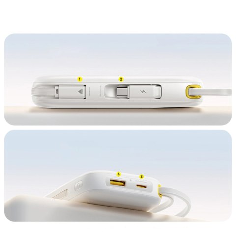Powerbank Baseus EnerFill FC31 20000mAh 45W z wyświetlaczem cyfrowym z 2 wbudowanymi kablami USB-C - biały