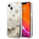 Etui Guess Peony Liquid Glitter na iPhone 13 mini - złote