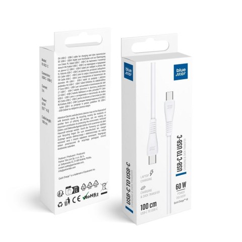 Kabel USB C do USB C Blue Star 3A 60W QC4.0 1 m PJ-DQ1-C biały