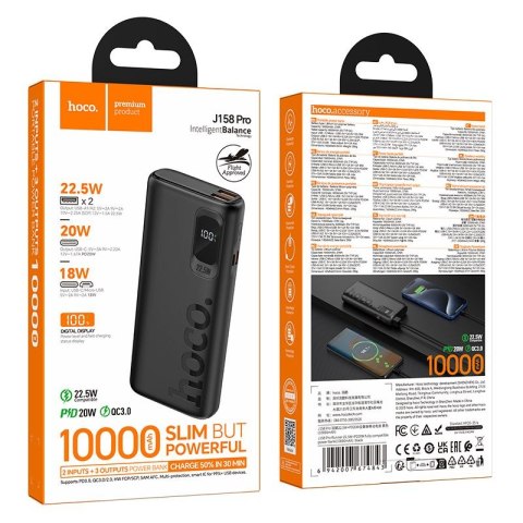 Powerbank Hoco 10000 mAh QC PD 2A 22,5W J158 Pro czarny