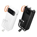 Powerbank Hoco 20000 mAh 2A z wbudowanymi kablami USB A + USB C + Lightning + Micro USB oraz podwójną latarką J151A czarny
