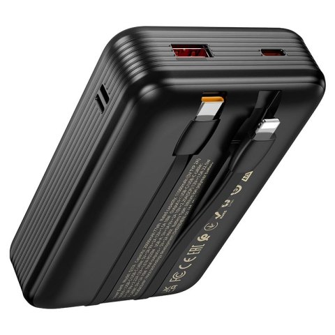 Powerbank Hoco 20000 mAh QC PD 22,5W z wbudowanymi kablami USB C + Lightning Q37A czarny