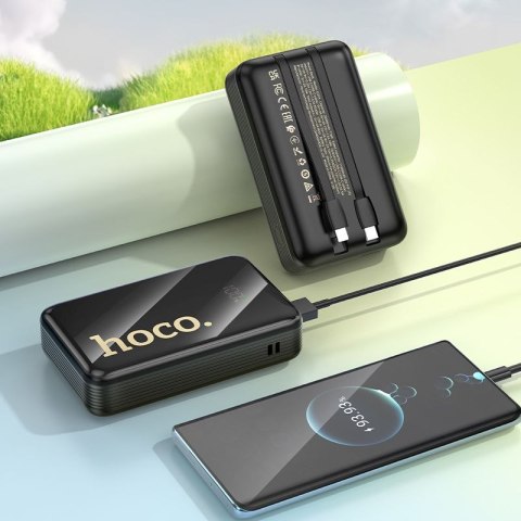 Powerbank Hoco 20000 mAh QC PD 22,5W z wbudowanymi kablami USB C + Lightning Q37A czarny