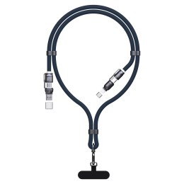 Kabel Dudao L20Max 65W 4w1 ze smyczą USB-C do USB-C z adapterami Lightning i USB-A - niebieski