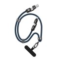 Kabel Dudao L20Max 65W 4w1 ze smyczą USB-C do USB-C z adapterami Lightning i USB-A - niebieski
