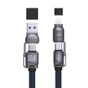 Kabel Dudao L20Max 65W 4w1 ze smyczą USB-C do USB-C z adapterami Lightning i USB-A - niebieski
