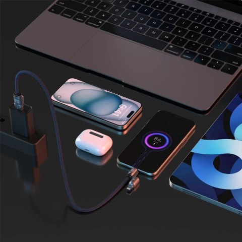 Kabel Dudao L20Max 65W 4w1 ze smyczą USB-C do USB-C z adapterami Lightning i USB-A - niebieski