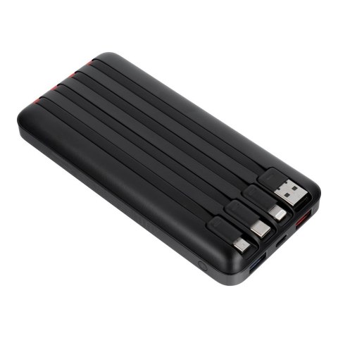 Powerbank PD3.0 3A 22,5W 20000 mAh z wbudowanymi kablami USB A / USB C / Lightning / Micro USB Charmast W2089 czarny 0INT