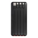 Powerbank PD3.0 3A 22,5W 20000 mAh z wbudowanymi kablami USB A / USB C / Lightning / Micro USB Charmast W2089 czarny 0INT
