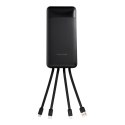 Powerbank PD3.0 3A 22,5W 20000 mAh z wbudowanymi kablami USB A / USB C / Lightning / Micro USB Charmast W2089 czarny 0INT