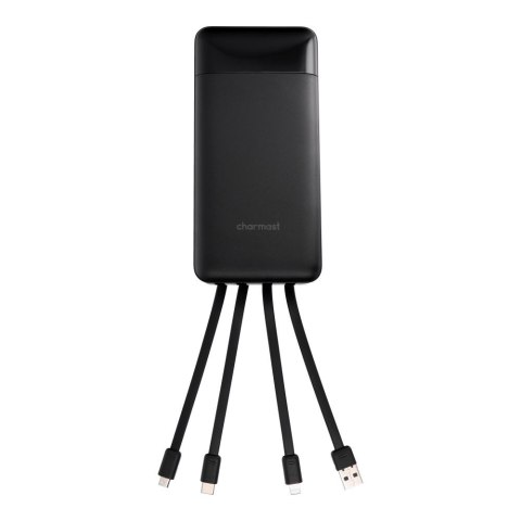 Powerbank PD3.0 3A 22,5W 20000 mAh z wbudowanymi kablami USB A / USB C / Lightning / Micro USB Charmast W2089 czarny 0INT