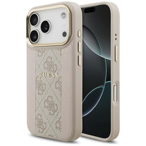 GUESS futerał do IPHONE 17 Pro kompatybilny z MagSafe GUHMP17LPG4SEMCP (PU W/ 4G PU Stripe) różowy