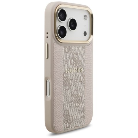 GUESS futerał do IPHONE 17 Pro kompatybilny z MagSafe GUHMP17LPG4SEMCP (PU W/ 4G PU Stripe) różowy