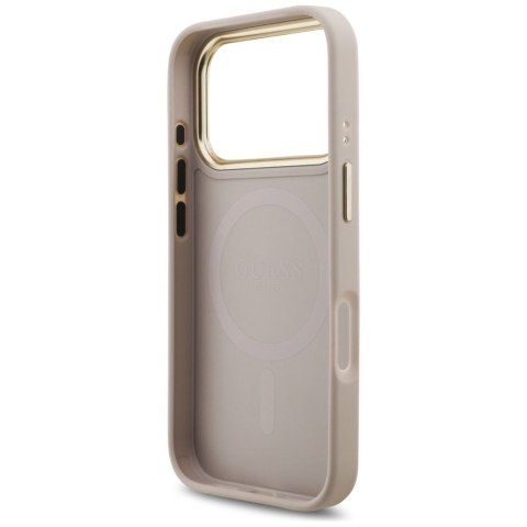 GUESS futerał do IPHONE 17 Pro kompatybilny z MagSafe GUHMP17LPG4SEMCP (PU W/ 4G PU Stripe) różowy
