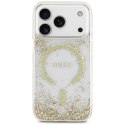 GUESS futerał do IPHONE 17 Pro kompatybilny z MagSafe GUHMP17LRGRGED (Resin Bottom Glitter) złoty