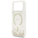 GUESS futerał do IPHONE 17 Pro kompatybilny z MagSafe GUHMP17LRGRGED (Resin Bottom Glitter) złoty