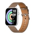 Smartwatch COLMI C28 Srebrny + brązowy skórzany pasek