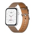 Smartwatch COLMI C28 Srebrny + brązowy skórzany pasek