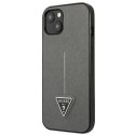 Etui Guess Saffiano Triangle Logo na iPhone 14 - srebrne