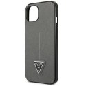 Etui Guess Saffiano Triangle Logo na iPhone 14 - srebrne